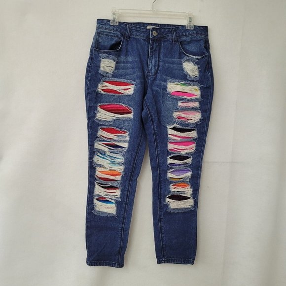 Iris‎ Jeans Womens US 7 EUR 34 Modern Vintage Cutout Distressed Colorful IP8222 - Picture 1 of 11